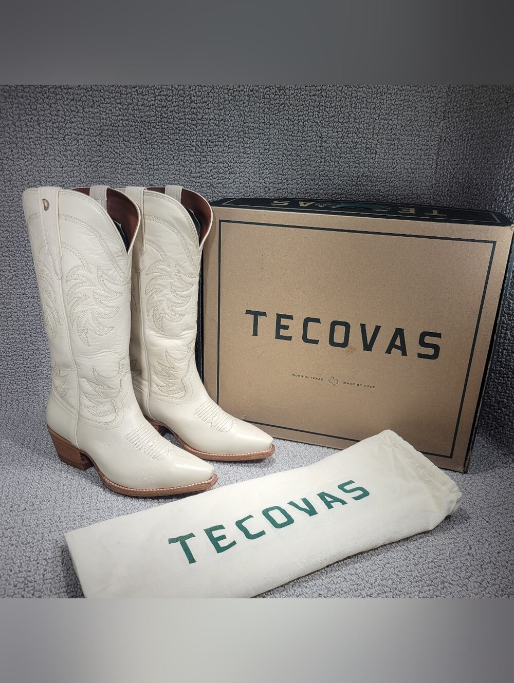 Tecovas The Annie Women's US Size 7.5B Beige Bone Cowhide Leather Cowgirl Boots